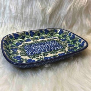 ポーリッシュポタリー(Polish Pottery)の 【レア角皿 ポーリッシュ 】①新品未使用 ヘビロテ必須(食器)