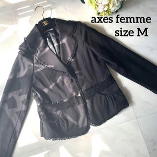 アクシーズファム(axes femme)の【axes femme】美レースジャケット   M-L  黒　入学式　冠婚葬祭(テーラードジャケット)