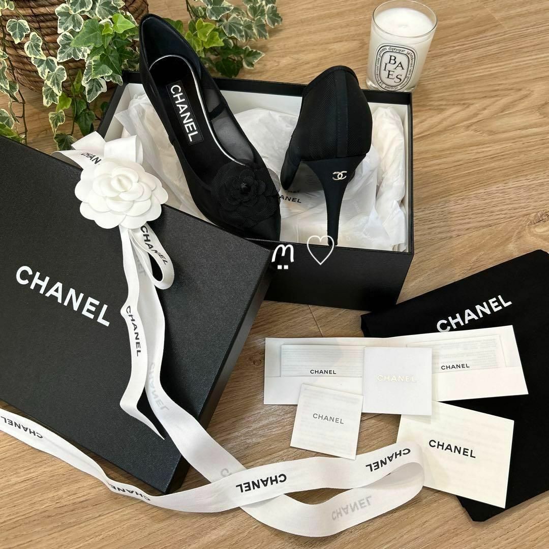 CHANEL(シャネル)のCHANEL　シャネル　メッシュパンプス　36　カメリア　ココマーク　ヒール レディースの靴/シューズ(ハイヒール/パンプス)の商品写真