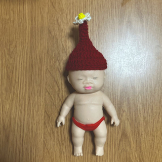 ハンドメイド　手編み　ピクミン風どんぐり帽子　お人形は、つきません(キャラクターグッズ)