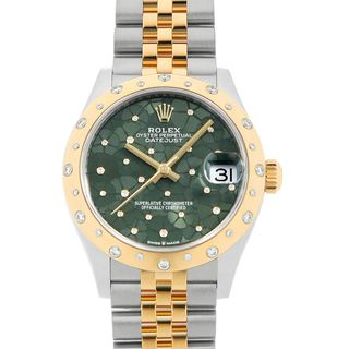 ロレックス(ROLEX)のロレックス デイトジャスト31 ベゼルダイヤ 278343RBR オリーブグリーン フローラルモチーフ 5列 ジュビリーブレス  ランダム番 レディース 中古 腕時計(腕時計)