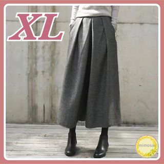 XL ガウチョパンツ グレー 着回し力抜群 シンプル 大人カジュアル おしゃれ(カジュアルパンツ)