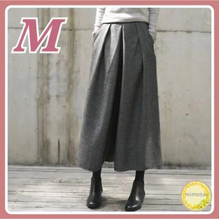 M ガウチョパンツ グレー 着回し力抜群 シンプル 大人カジュアル おしゃれ(カジュアルパンツ)