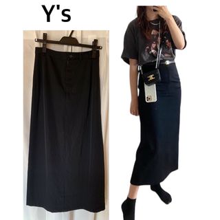 ワイズ(Y's)のY's Yohji Yamamoto スリット入ペンシルスカート　黒(ロングスカート)