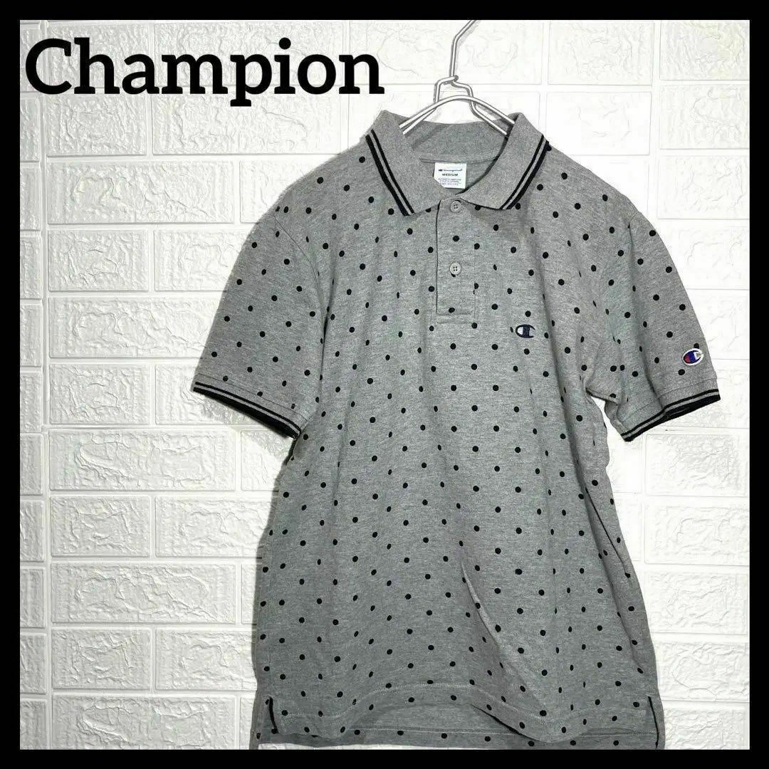 ☆古着☆ Champion チャンピオン ポロシャツ グレー ドット柄 ゴルフの