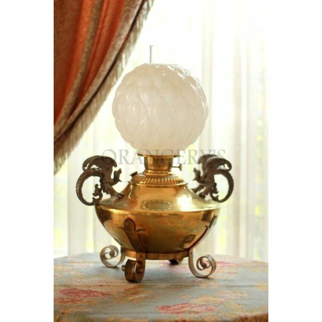 1800後期-1900初頭アンティーク銅製ドラゴンオイルランプ LA0026 インテリア/住まい/日用品のライト/照明/LED(その他)の商品写真