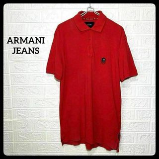 アルマーニジーンズ(ARMANI JEANS)の訳あり　アルマーニジーンズ　メンズ　ポロシャツ　半袖　レッド　古着　ビンテージ(ポロシャツ)