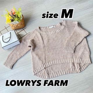 ローリーズファーム(LOWRYS FARM)のLOWRYSFARM Ｍサイズ かぎあみニット ピンク 春ニット(ニット/セーター)