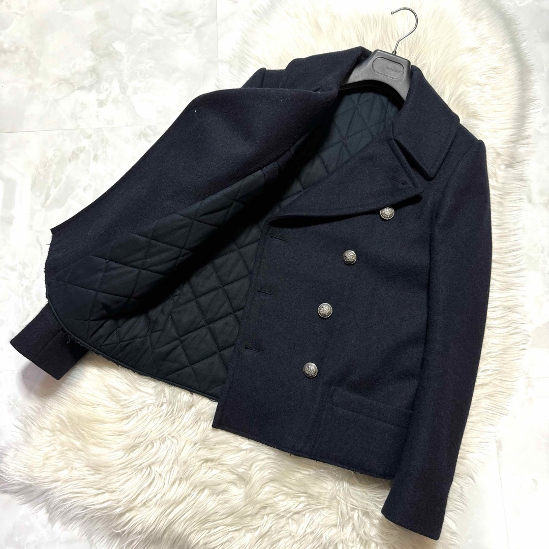 BALMAIN(バルマン)の本物 コレクションモデル バルマンオム  メルトン ピーコート 46 黒 メンズのジャケット/アウター(ピーコート)の商品写真