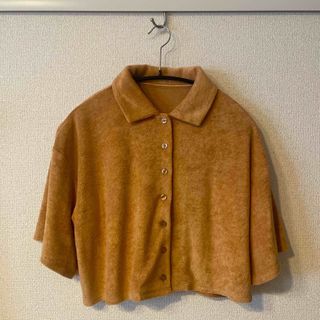 【美品】クロップドパイルポロシャツ