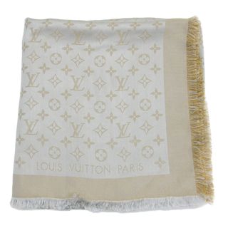 LOUIS VUITTON - LOUIS VUITTON ルイヴィトン ストール ショール モノグラム シャイン メタリック シルク レーヨン ウール M75121 ゴールド シルバー イタリア製 【レディース】【中古】