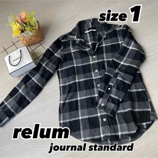 ジャーナルスタンダードレリューム(JOURNAL STANDARD relume)の【美品】relum メンズ Sサイズ チェックシャツ ブラック チェック柄(シャツ)