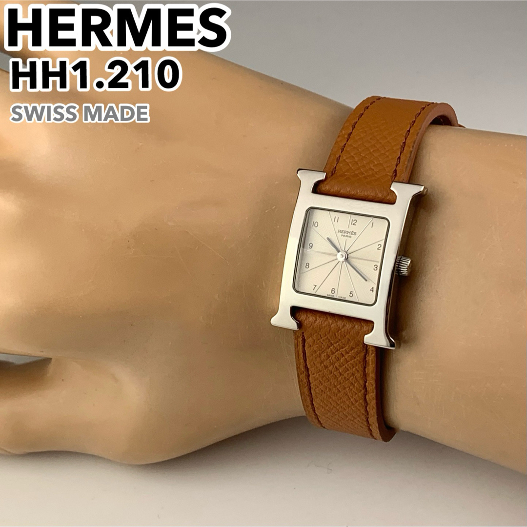 [美品] HERMES エルメス Hウォッチ HH1.210腕時計 新品電池