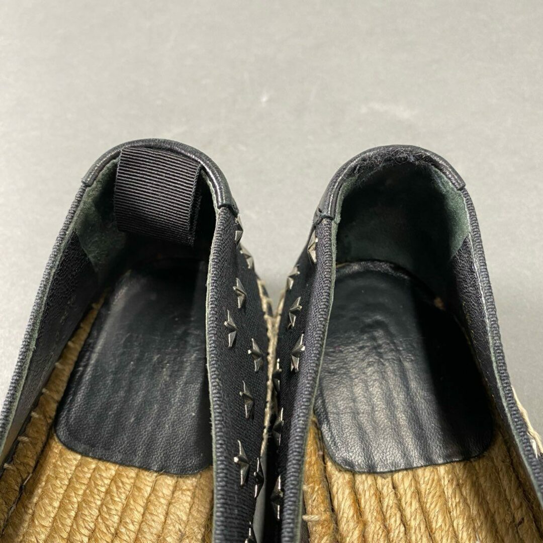 Saint Laurent(サンローラン)の3b24 SAINT LAURENT PARIS サンローラン スペイン製 スタースタッズ エスパドリーユ スリッポンシューズ 35 1/2 ブラック キャンバス レディース レディースの靴/シューズ(ローファー/革靴)の商品写真