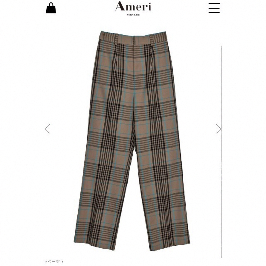 Ameri VINTAGE(アメリヴィンテージ)の新品タグ付　Ameri VINTAGE CHECK  PANTS レディースのパンツ(カジュアルパンツ)の商品写真