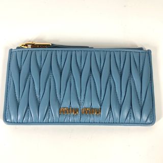 ミュウミュウ(miumiu)のミュウミュウ MIUMIU マテラッセ フラグメントケース カードケース 財布 小銭入れ コインケース レザー ブルー 美品(コインケース)