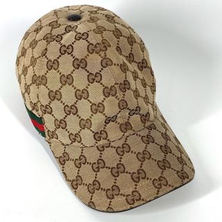 グッチ(Gucci)のグッチ GUCCI GG 200035 シェリーライン 帽子 キャップ帽 ベースボール キャップ ポリエステル ベージュ 美品(キャップ)