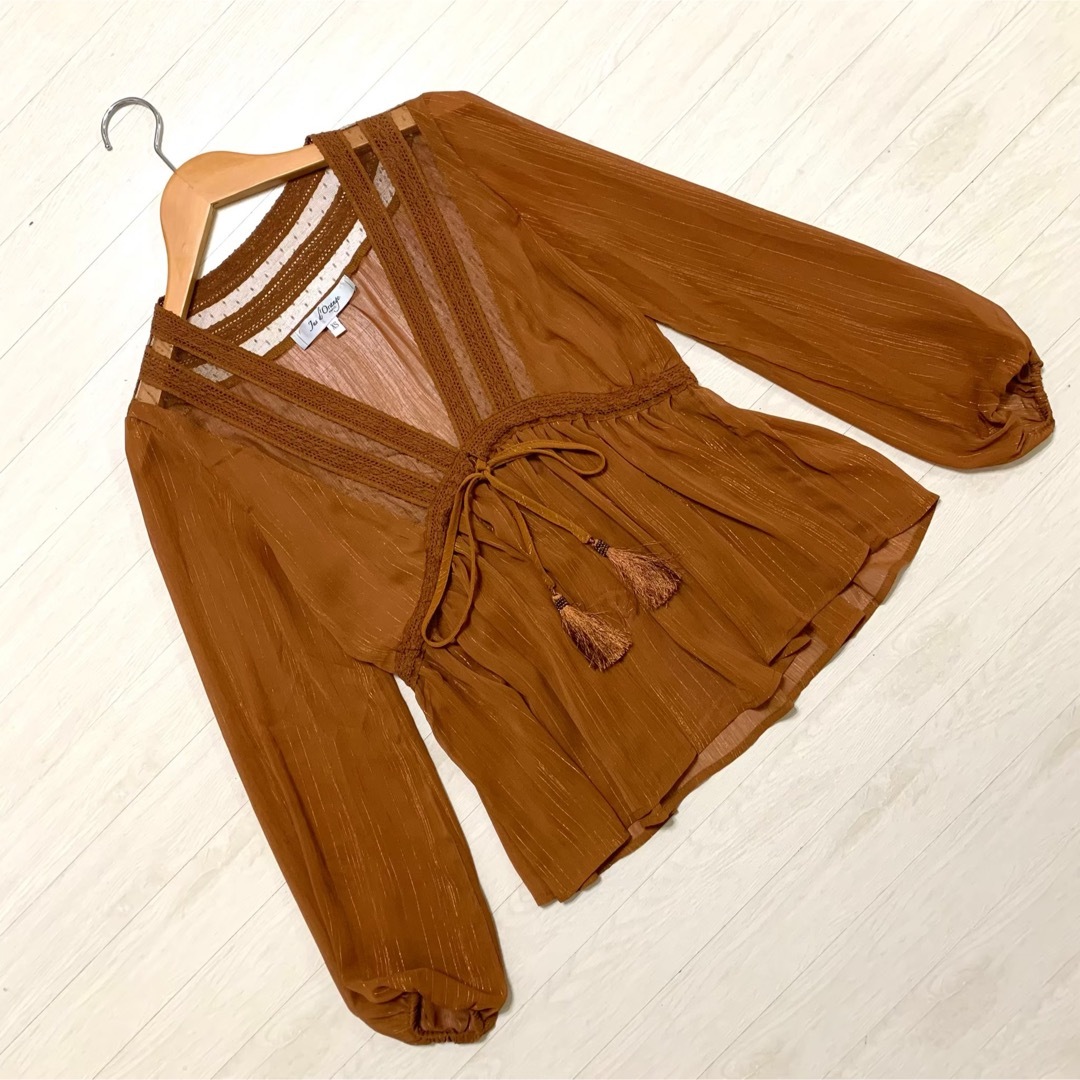 ZARA(ザラ)の✨週末限定セール✨定価9800円 Jus d'orange キャメル ブラウス レディースのトップス(シャツ/ブラウス(長袖/七分))の商品写真