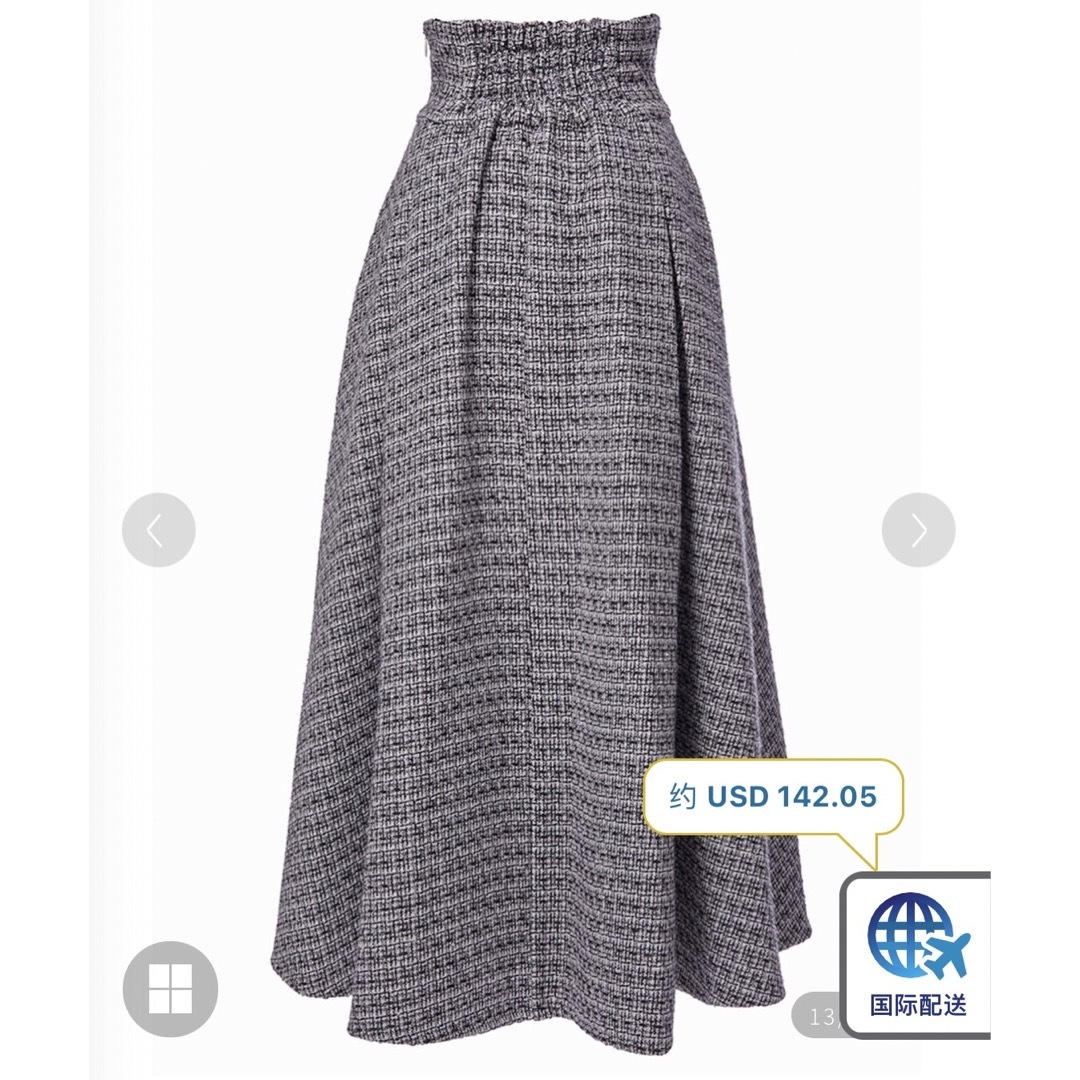 Tweed volume tack skirt ブラック レディースのスカート(ロングスカート)の商品写真