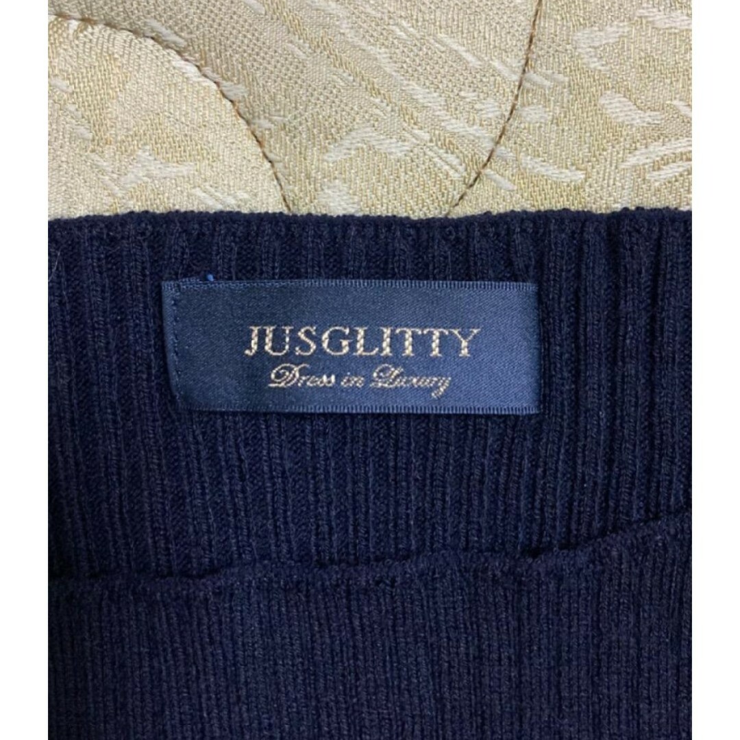 JUSGLITTY(ジャスグリッティー)のジャスグリッティー 長袖 リブニット ネイビー 紺 アンゴラ混 レディースのトップス(ニット/セーター)の商品写真