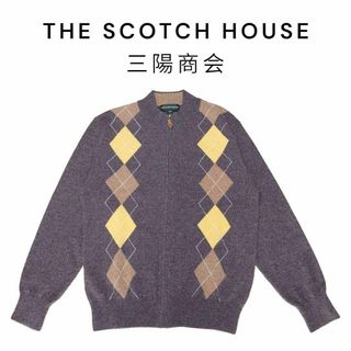 ザスコッチハウス(THE SCOTCH HOUSE)のTHE SCOTCH HOUSE　カシミア混アーガイル柄フルジップニットセーター(ニット/セーター)