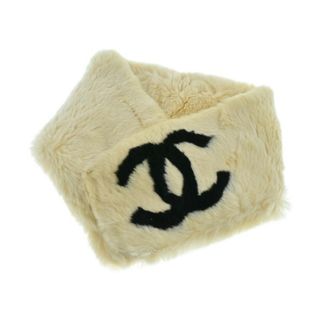 シャネル(CHANEL)のCHANEL シャネル マフラー - クリームx黒 【古着】【中古】(マフラー/ショール)