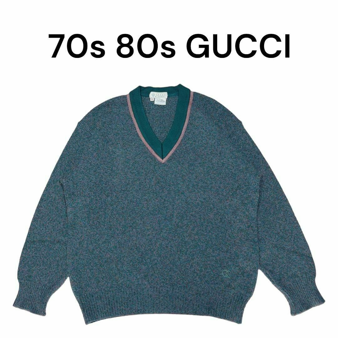 Gucci(グッチ)のイタリア製　70s 80s OLD GUCCI　ニットセーター　オールドグッチ メンズのトップス(ニット/セーター)の商品写真