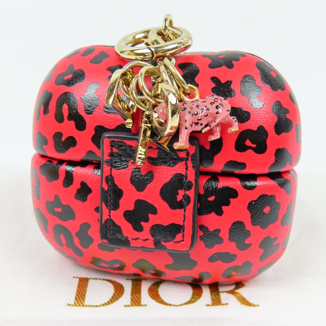 Christian Dior(クリスチャンディオール)の新品同様美品 Christian Dior クリスチャンディオール AirPods Proケース イヤホンケース レオパード  その他小物 レザー ピンク レディース【中古】 レディースのファッション小物(その他)の商品写真