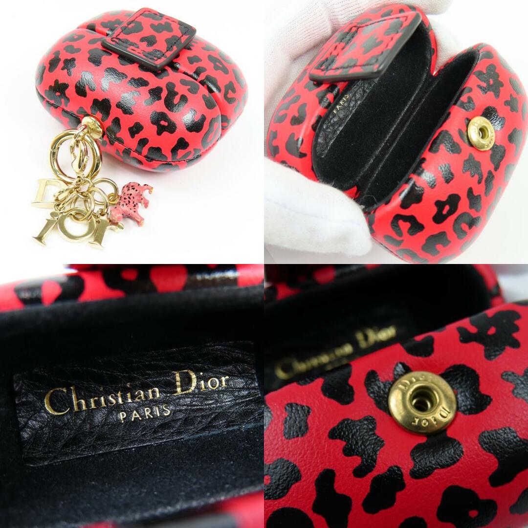 Christian Dior(クリスチャンディオール)の新品同様美品 Christian Dior クリスチャンディオール AirPods Proケース イヤホンケース レオパード  その他小物 レザー ピンク レディース【中古】 レディースのファッション小物(その他)の商品写真