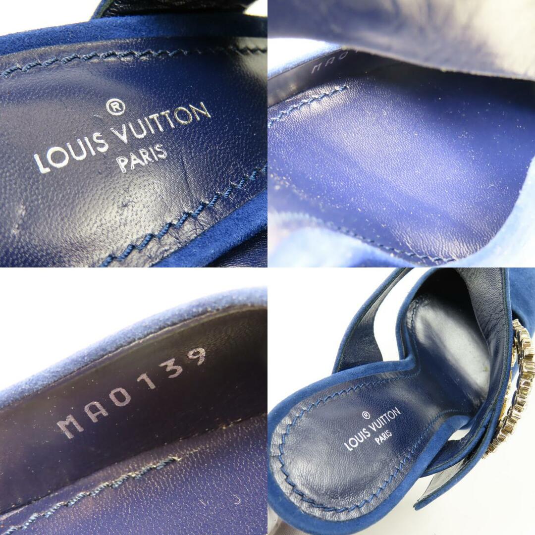 LOUIS VUITTON(ルイヴィトン)の未使用品 LOUIS VUITTON ルイヴィトン 靴 シューズ ヒール LV金具 サンダル 36 23cm マドレーヌライン ミュール スウェード/ラインストーン ブルー レディース【中古】 レディースの靴/シューズ(ミュール)の商品写真