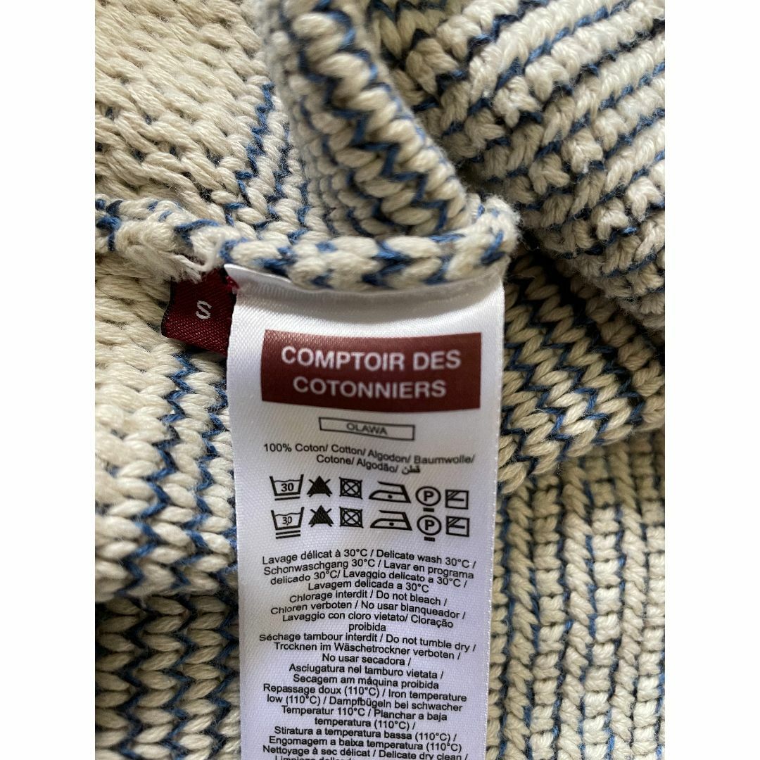 Comptoir des cotonniers(コントワーデコトニエ)のO851★コントワーデコトニエ ニット ワンピース ボーダー 綿 S 白×青 レディースのワンピース(ひざ丈ワンピース)の商品写真