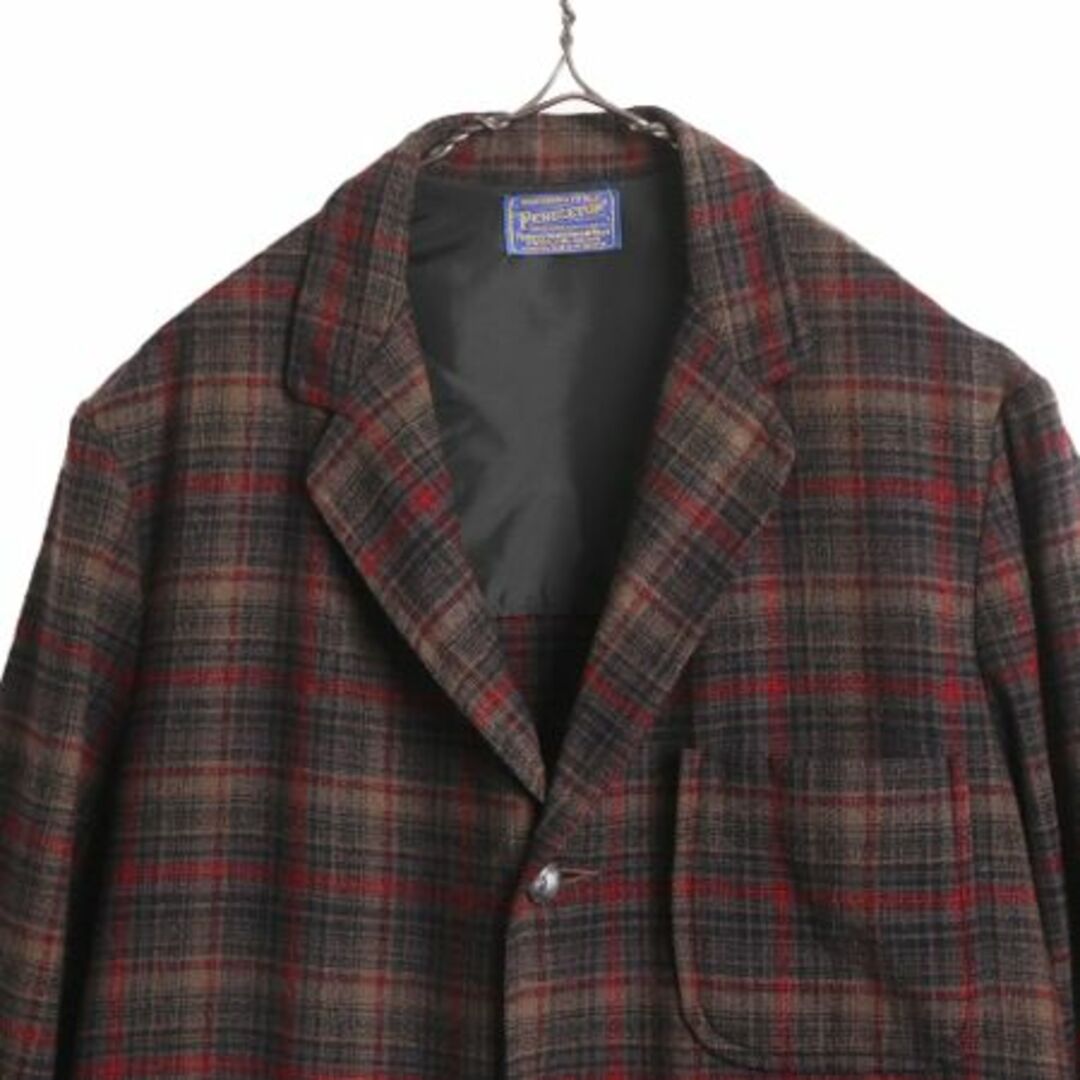 PENDLETON(ペンドルトン)の40s 50s USA製 ペンドルトン チェック ウール テーラード ジャケット メンズ M 程 40年代 50年代 ヴィンテージ PENDLETON ブレザー シャツ メンズのジャケット/アウター(テーラードジャケット)の商品写真