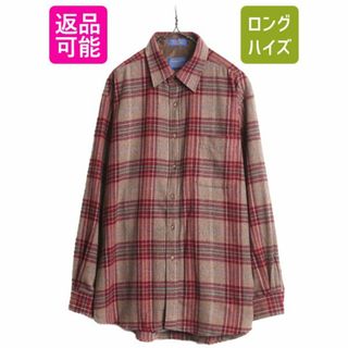 ペンドルトン(PENDLETON)の90s ペンドルトン タータン チェック ウール シャツ メンズ L 古着 90年代 オールド PENDLETON 長袖シャツ ポケット付き マルチカラー 総柄(シャツ)