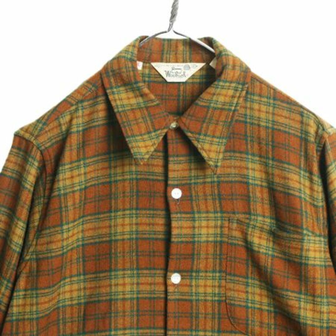 WOOLRICH(ウールリッチ)の70s ウールリッチ チェック ウール シャツ メンズ M / 古着 70年代 ヴィンテージ Woolrich 白タグ ポケット付き マルチカラー 長袖シャツ メンズのトップス(シャツ)の商品写真