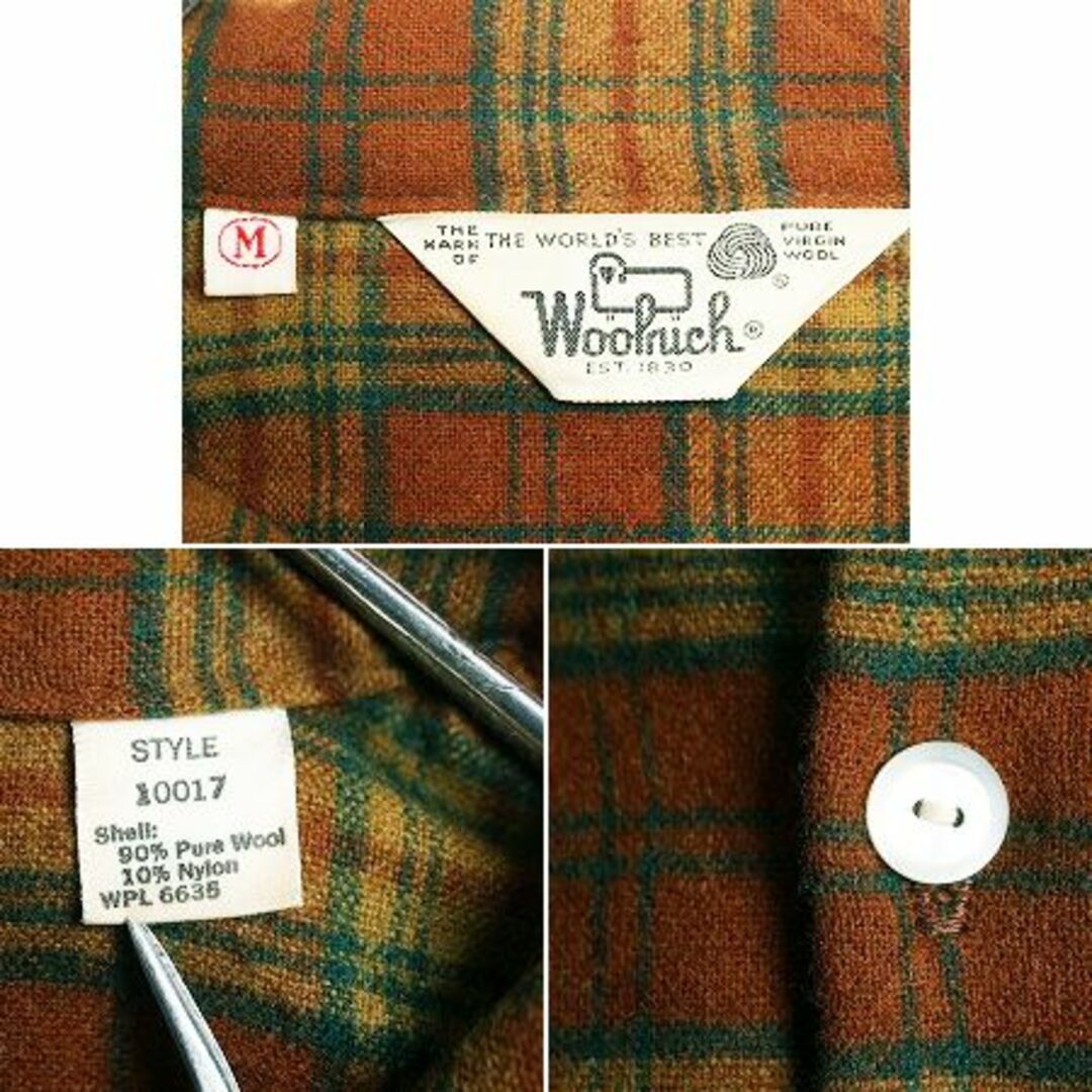 WOOLRICH(ウールリッチ)の70s ウールリッチ チェック ウール シャツ メンズ M / 古着 70年代 ヴィンテージ Woolrich 白タグ ポケット付き マルチカラー 長袖シャツ メンズのトップス(シャツ)の商品写真