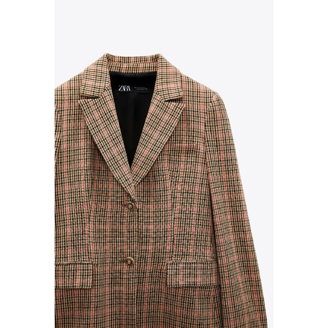 ZARA - ZARA チェック柄テーラードブレザー XSサイズ ゴールデン ZARA - ZARA チェック柄テーラードブレザー XSサイズ ゴールデン