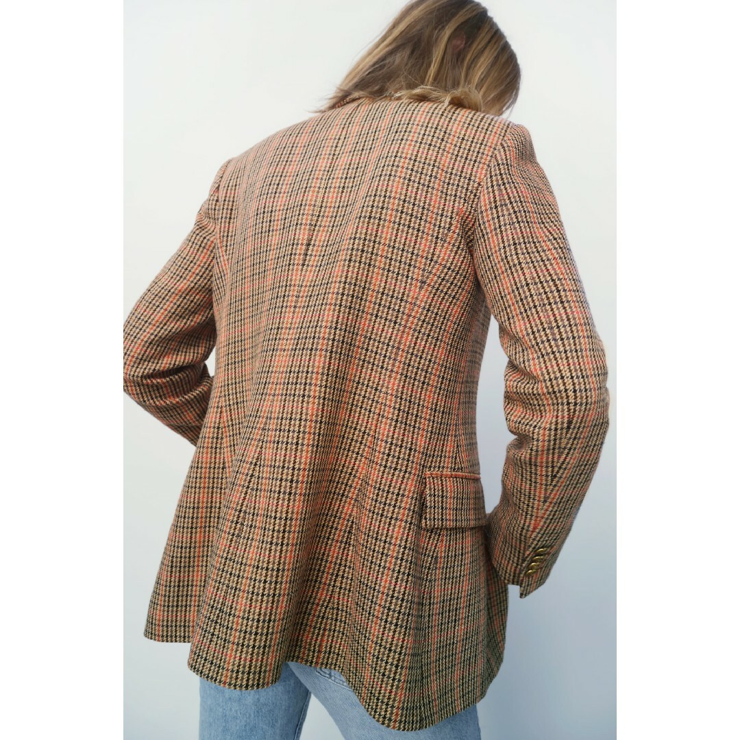ZARA - ZARA チェック柄テーラードブレザー XSサイズ ゴールデン ZARA - ZARA チェック柄テーラードブレザー XSサイズ ゴールデン
