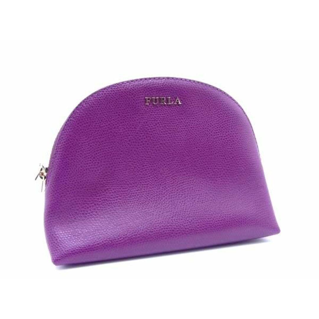 Furla(フルラ)の■新品同様■ FURLA フルラ レザー メイクポーチ マルチポーチ 小物入れ レディース パープル系 DD7634 レディースのファッション小物(ポーチ)の商品写真