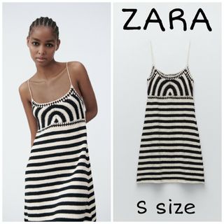 ザラ(ZARA)のZARA　カントリー風ニットワンピース　Sサイズ(ミニワンピース)