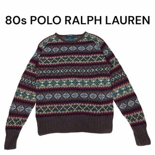 ポロラルフローレン(POLO RALPH LAUREN)の80sポロラルフローレン　緑タグ　フェアアイル柄　ニットセーター　古着(ニット/セーター)