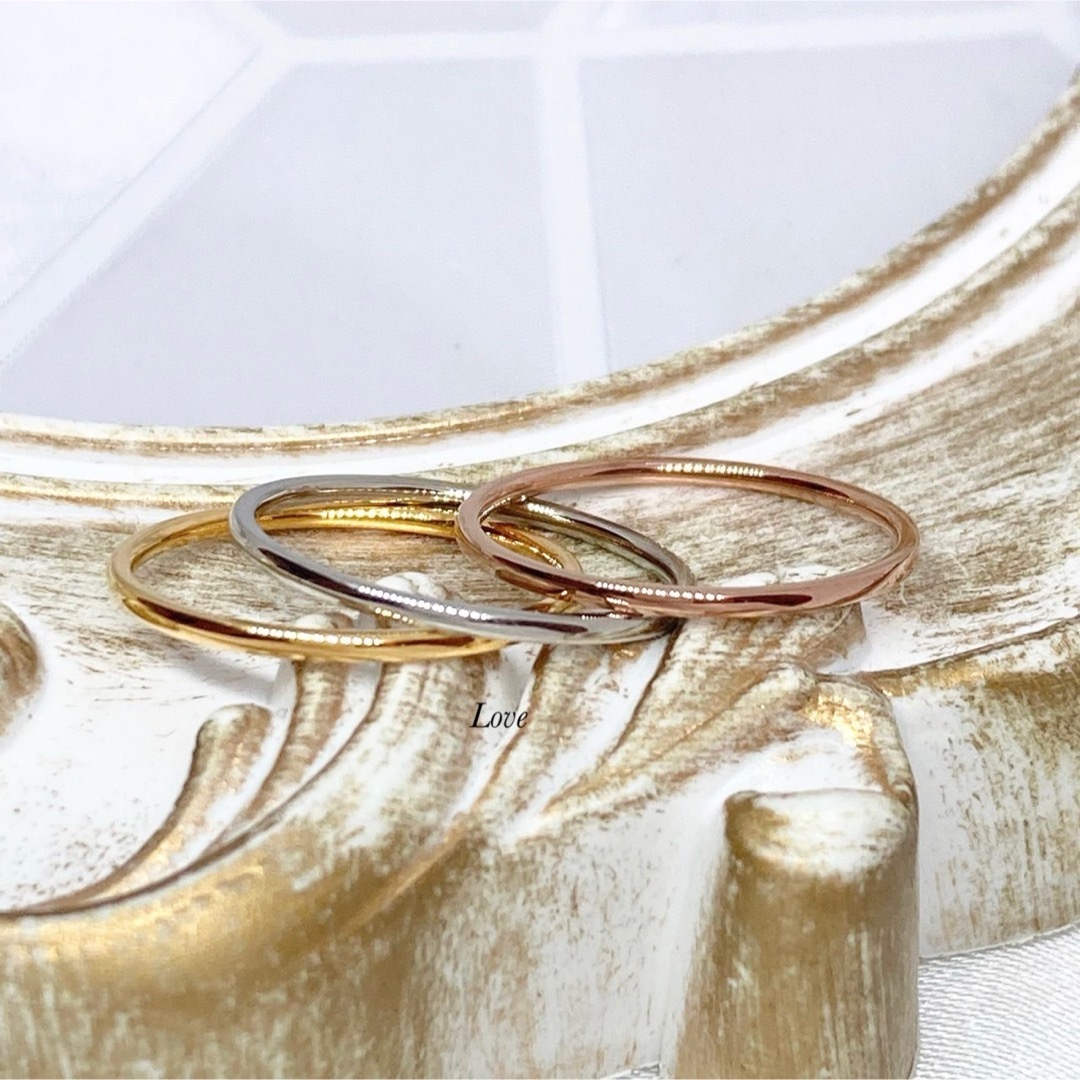 3色セットリング  ステンレスリング ステンレス指輪 ピンキーリング レディースのアクセサリー(リング(指輪))の商品写真