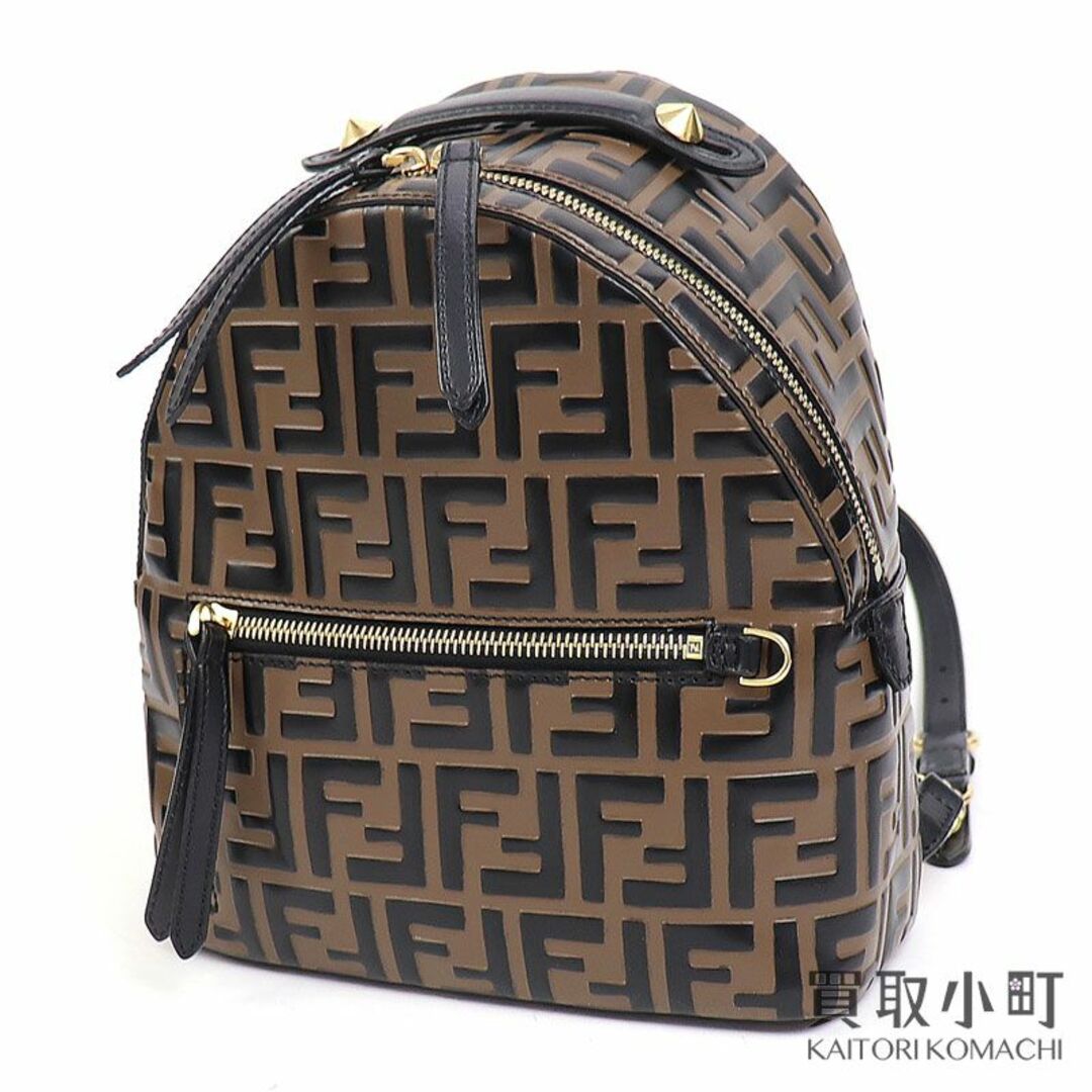 FENDI(フェンディ)のフェンディ【FENDI】バックパック スモール ブラウンレザー FF メンズのバッグ(バッグパック/リュック)の商品写真