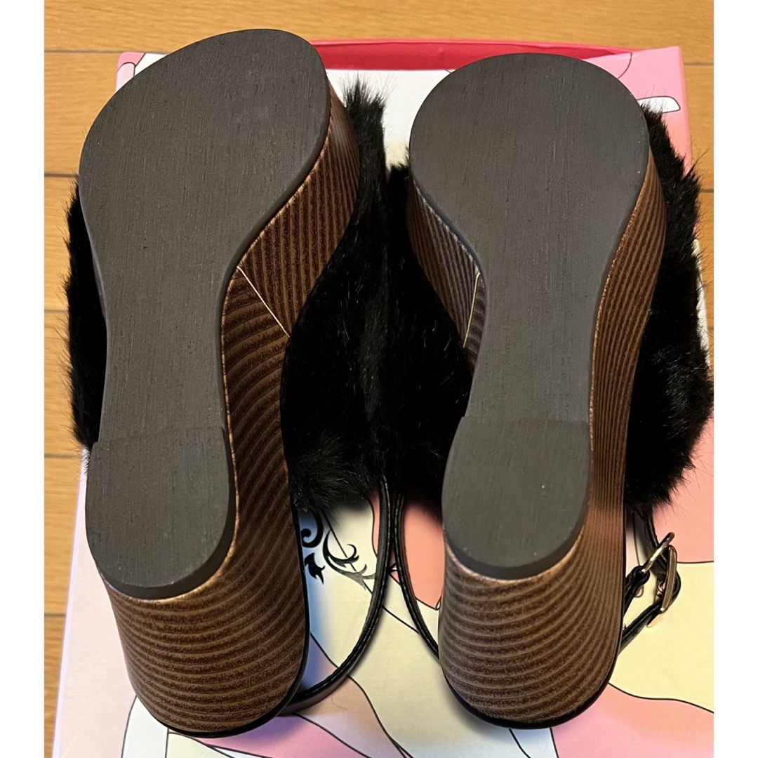 Rady(レディー)のRady / レディ ファーウェッジソールサンダル 厚底パンプスヒール ブラック レディースの靴/シューズ(サンダル)の商品写真
