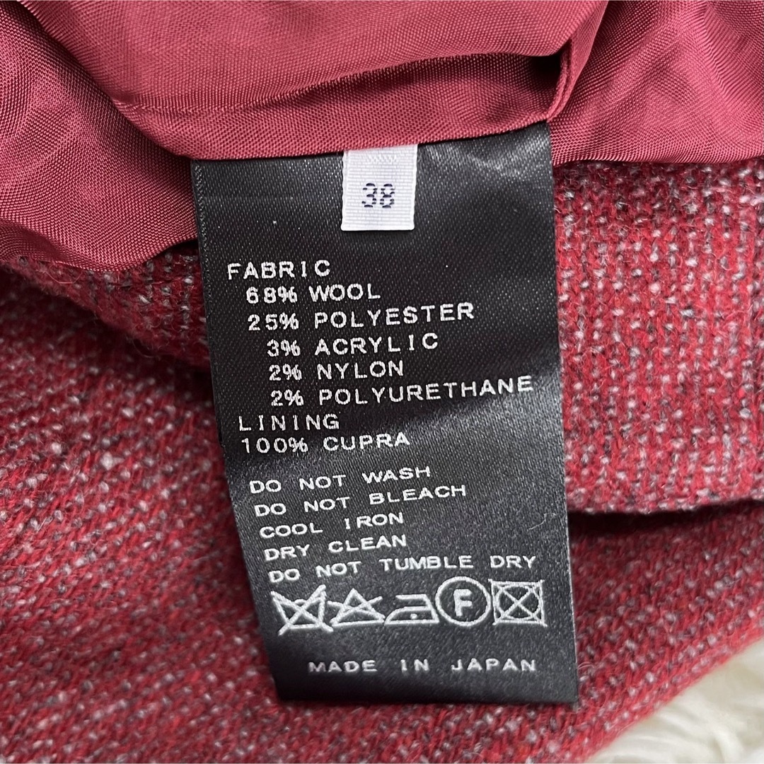 IENA(イエナ)のIENA ストレッチツイードカラースカート　レッド　ウール　38サイズ レディースのスカート(ひざ丈スカート)の商品写真