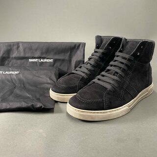 サンローラン(Saint Laurent)の7b24 SAINT LAURENT サンローラン イタリア製 Black Suede Joe Mid Top Sneaker ハイカットスニーカー シューズ 530228  41 ブラック スエード MADE IN ITALY(スニーカー)