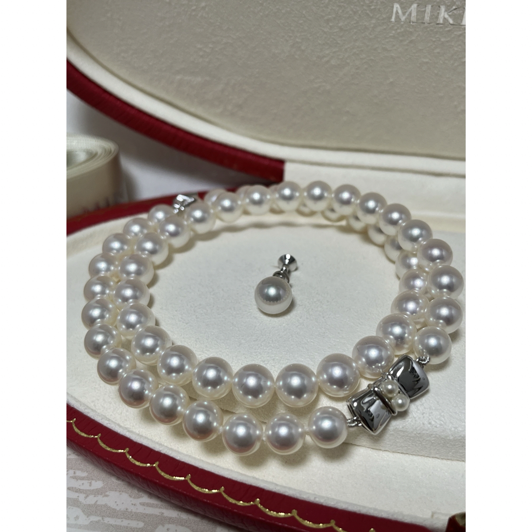 MIKIMOTO(ミキモト)の希少！　ミキモト　エトレンヌ　パールネックレス・イヤリングセット　7〜8㎜　美品 レディースのアクセサリー(ネックレス)の商品写真