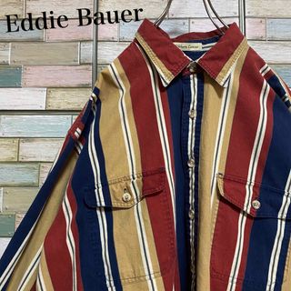 エディーバウアー(Eddie Bauer)の【90's】エディーバウアー　長袖シャツ　ビッグシルエット　ストライプ(シャツ)