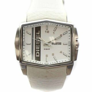 ディーゼル(DIESEL)のDIESEL 腕時計 クォーツ レザーベルト 3針 カレンダー 白 シルバー色(腕時計(アナログ))
