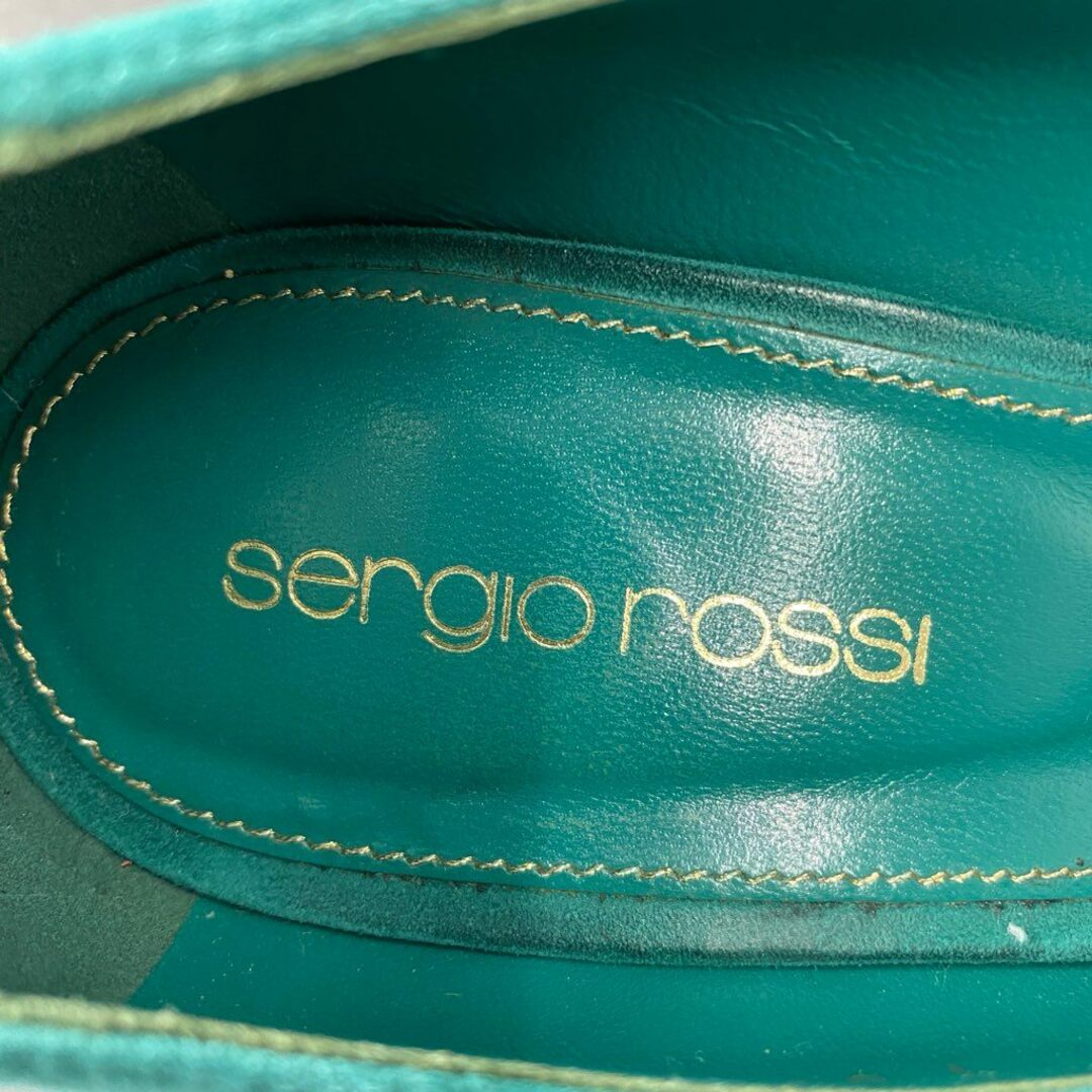 Sergio Rossi(セルジオロッシ)の3b24 イタリア製 Sergio Rossi セルジオロッシ ヒールパンプス ハイヒール ラウンドトゥ 37 グリーン スエード レディース レディースの靴/シューズ(ハイヒール/パンプス)の商品写真