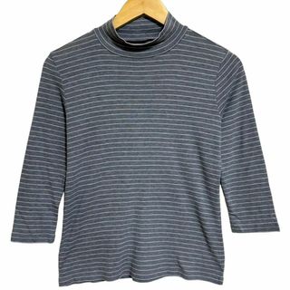 エディーバウアー(Eddie Bauer)のEddie Bauer ボーダー 七分袖 ハイネック Tシャツ トップス 美品(Tシャツ(長袖/七分))